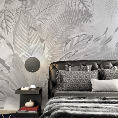 Tapet cu model minimalist de frunze, ideal pentru un design modern si elegant.