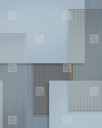 Tapet geometric abstract modern, cu linii fine si tonuri de albastru deschis.