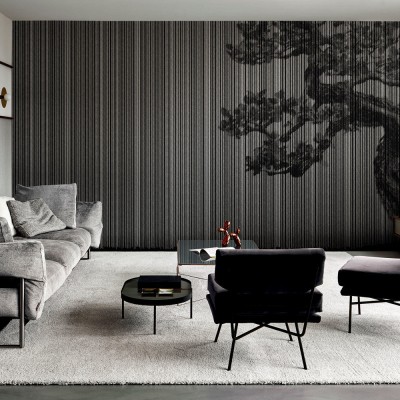 Exclusive Wallpaper / Plague (A) tapet cu design minimalist si silueta de copac in relief