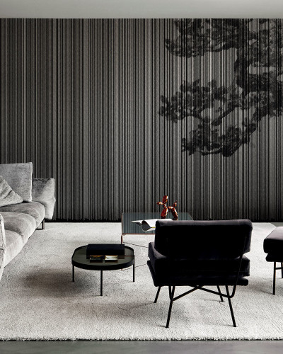 Exclusive Wallpaper / Plague (A) tapet cu design minimalist si silueta de copac in relief