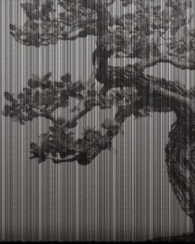 Exclusive Wallpaper / Plague (A) tapet cu design minimalist si silueta de copac in relief