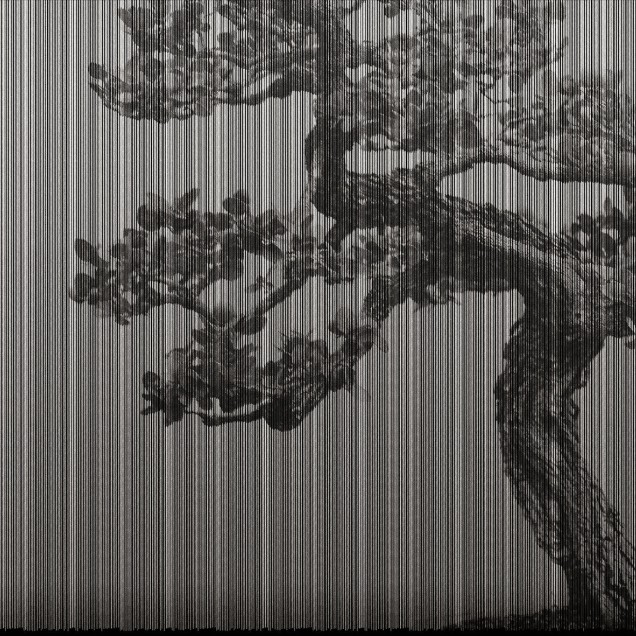 Exclusive Wallpaper / Plague (A) tapet cu design minimalist si silueta de copac in relief