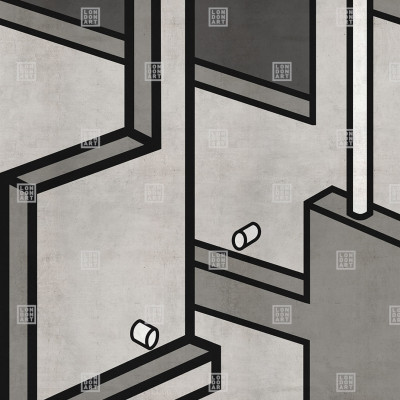 Tapet cu design geometric alb-negru, perfect pentru un living sau dormitor modern