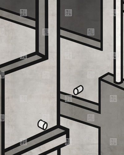 Tapet cu design geometric alb-negru, perfect pentru un living sau dormitor modern