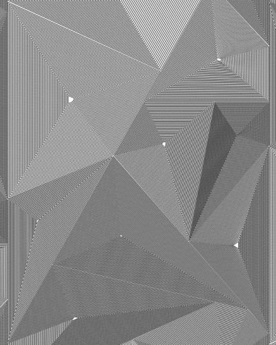 Tapet geometric modern, cu triunghiuri intersectate in linii fine, cu un efect optic tridimensional.