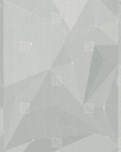 Tapet geometric abstract cu linii fine si triunghiuri suprapuse in nuante de verde