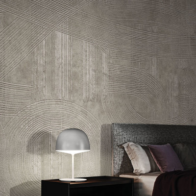 Tapet exclusiv bej cu design abstract în dormitor