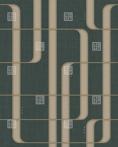 Exclusive Wallpaper / Madame (verde), tapet geometric modern, design elegant, nuante de verde si bej