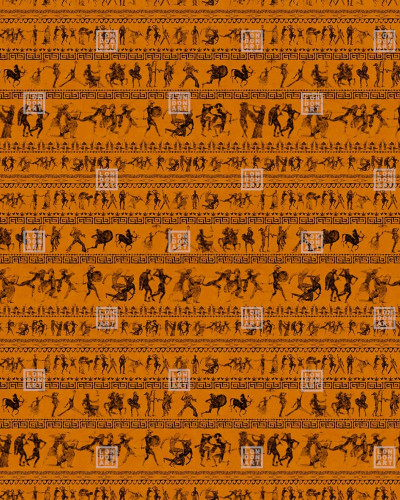 Tapet Exclusive Wallpaper / Symposion (portocaliu) cu motive din Grecia antică