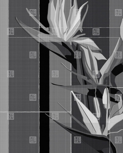 Tapet modern monocrom cu flori de Strelitzia