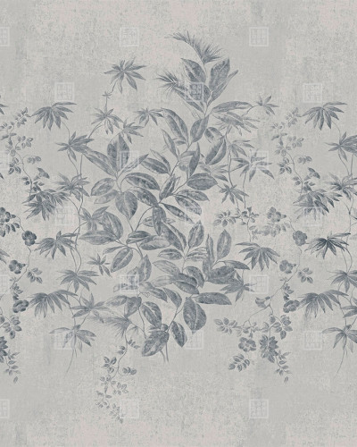Tapet floral elegant cu design floral delicat în nuanțe de gri.