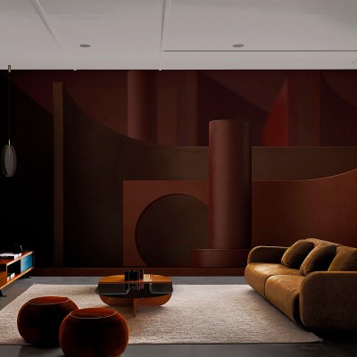 Wallpaper cu design abstract in nuante de rosu