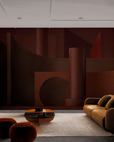 Wallpaper cu design abstract in nuante de rosu