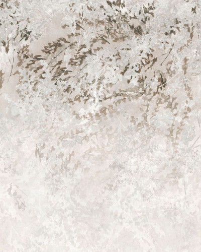 Tapet abstract bej, cu frunze delicate