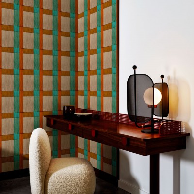 Tapet modern cu linii geometrice, culori vii, cu un design cu linii geometrice și un efect 3D