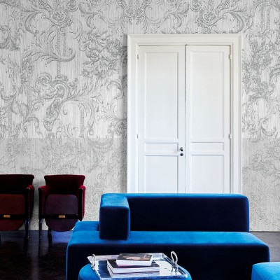 Tapet geometric in nuante de gri, perfect pentru living, dormitor sau birou.