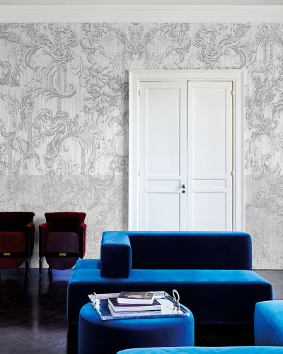 Tapet geometric in nuante de gri, perfect pentru living, dormitor sau birou.