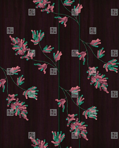 Tapet cu design floral discret pe fond maro închis