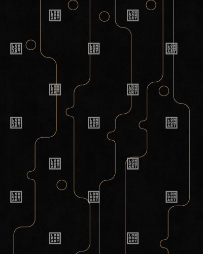Wallpaper cu design geometric abstract, linii subtile și cercuri delicate, pe fundal negru