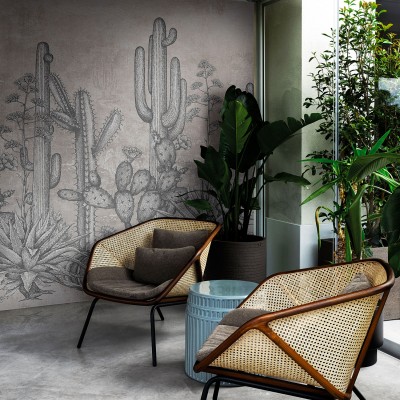 Tapet cu design de cactus, model modern și elegant pentru living sau dormitor.