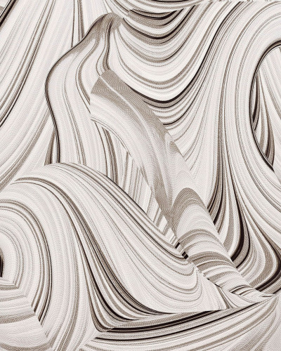 Wallpaper abstract modern cu linii ondulate si curbe in nuante de bej