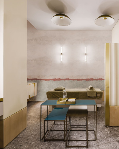 Fototapet cu design modern, minimalist, cu o nuanță de roșu cald