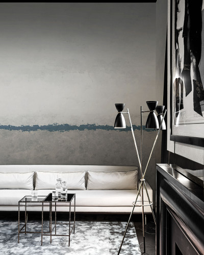 Tapet modern Cement Horizon (albastru), cu un design minimalist și o paletă de culori neutre.