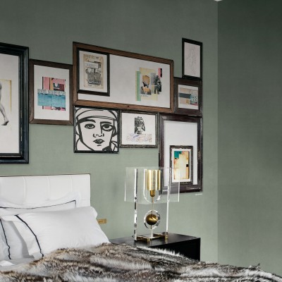 Tapet Ceresio 7 (verde deschis) cu design abstract și rame, perfect pentru dormitor, living sau hol