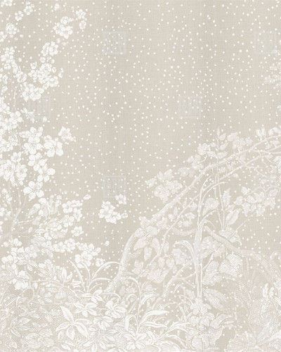 Tapet cu design floral delicat pe un fundal bej deschis