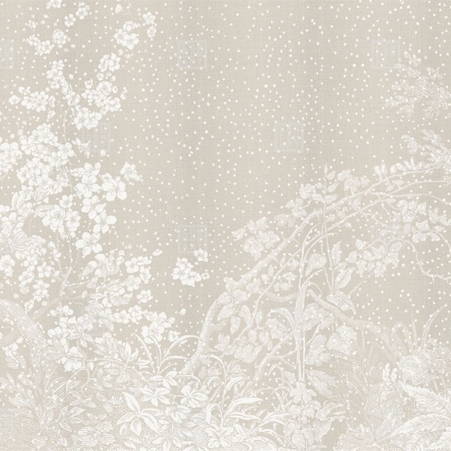 Tapet cu design floral delicat pe un fundal bej deschis