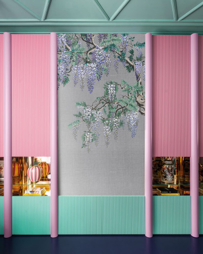 Kimono Tale Books / Iromuji (argintiu) tapet cu flori de glicină