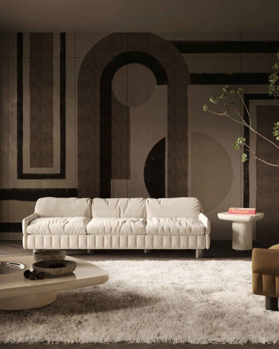 Tapet modern Giopagani / All the Madmen (gri A) cu forme geometrice si un fundal gri deschis.