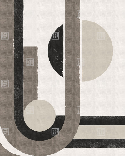 Tapet abstract modern cu nuanțe de gri și bej, cu forme geometrice simple și linii drepte