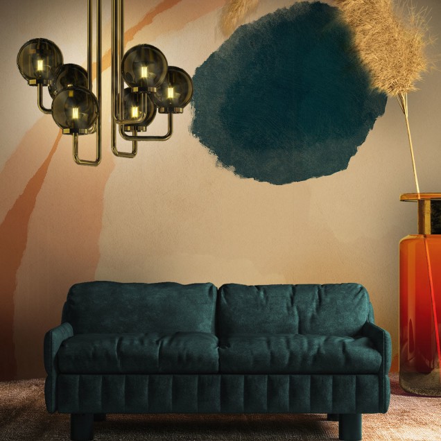 Tapet modern cu design abstract Giopagani / Lady Day (1A) - O femeie in rochie pe un fundal abstract.
