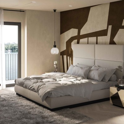 Tapet geometric abstract modern in culori neutre
