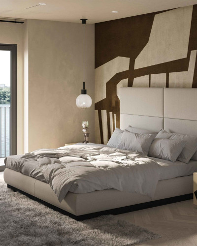 Tapet geometric abstract modern in culori neutre