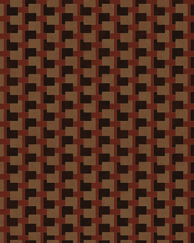 Tapet geometric cu forme simple, Giopagani / Trick of the Light (1A), culori roșu și maro, dormitor modern.