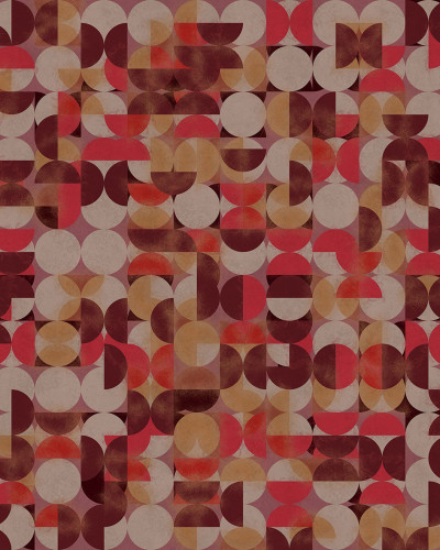 Tapet abstract cu cercuri de diverse dimensiuni si culori, Giopagani / Who Are You (rosu)