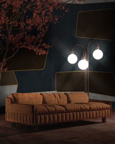 Tapet cu design modern, cu forme geometrice și o nuanță de maro, perfect pentru decorarea pereților din living sau dormitor.