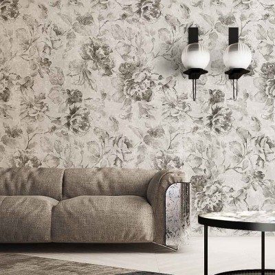 Tapet floral gri cu design modern