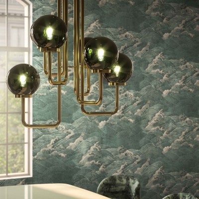 Giopagani / Mother Goose (turcoaz) cu design elegant de valuri turcoaz, ideal pentru a crea o atmosferă relaxantă.