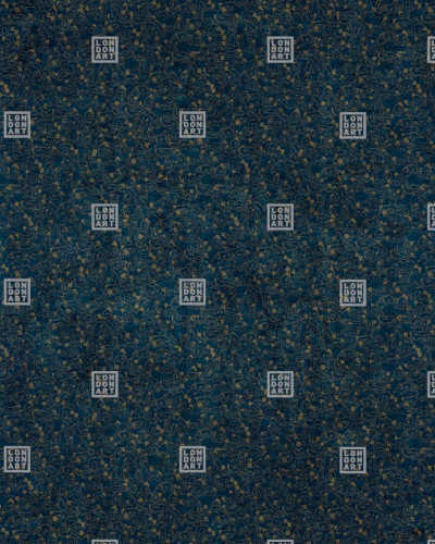 Tapet cu design abstract, in nuante de albastru si auriu, cu siluete umane desenate in auriu.