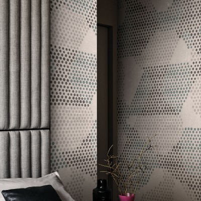 Tapet geometric abstract Giopagani / White Rabbit (alb)