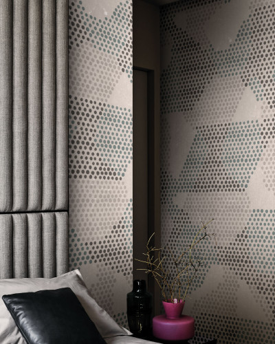 Tapet geometric abstract Giopagani / White Rabbit (alb)