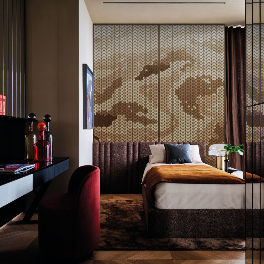 Tapet geometric abstract cu modele gri și albe