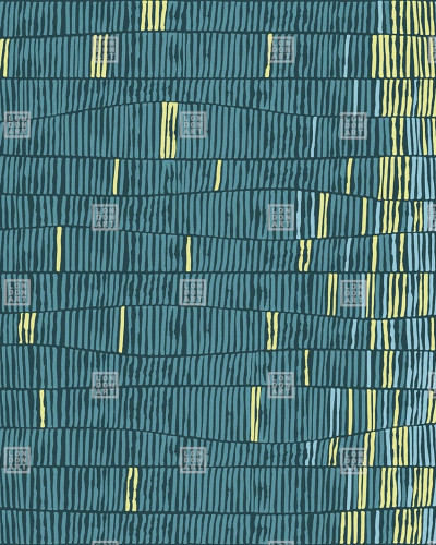 Tapet geometric abstract cu linii fine si curbe delicate in nuante de turcoaz inchis si galben pal.