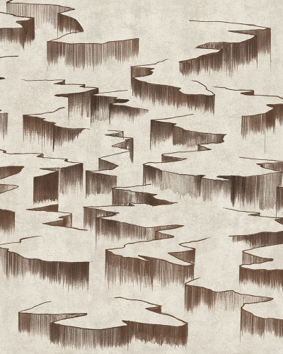 Wallpaper Grey Lagoons (sepia) cu design abstract, perfect pentru a adauga eleganta si rafinament spatiului tau.