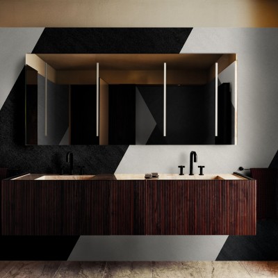 Tapet modern cu design geometric, in nuante de gri si negru