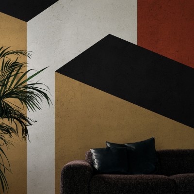 Tapet geometric abstract cu accente de aur