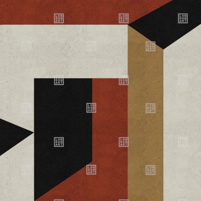 Tapet modern cu design geometric in culori roșu, negru, bej și alb.